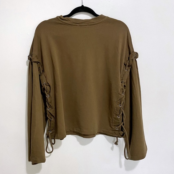 Wide Sleeve Lace-Up Sweater - Picture 5 of 5